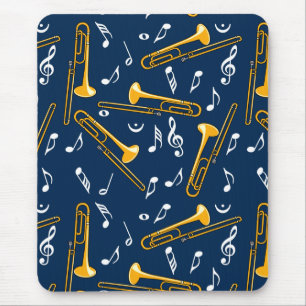Mousepad Padrão de Notas de Música Trombone