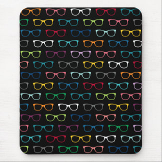 Mousepad Padrão de Óculos de Hipster Coloridos Preto
