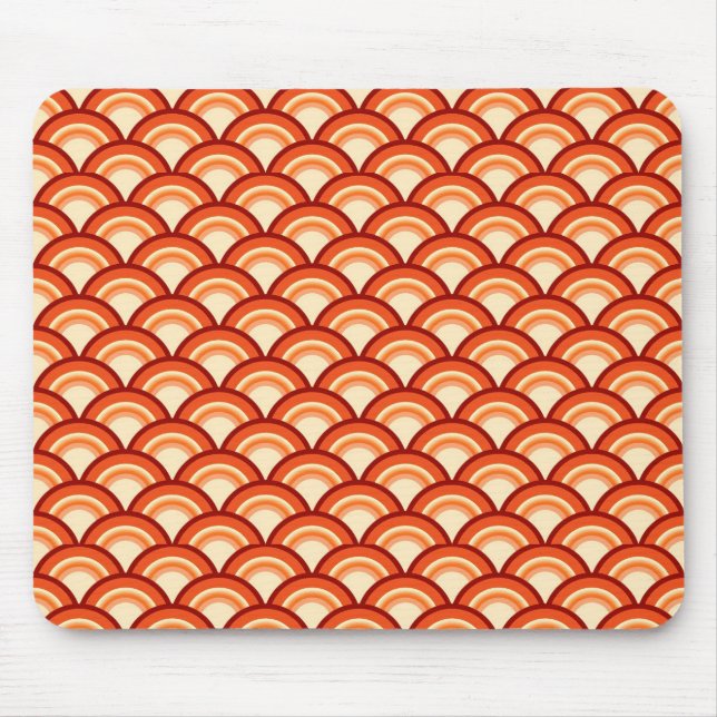 Mousepad Padrão de onda Art Deco - laranja tangerina (Frente)