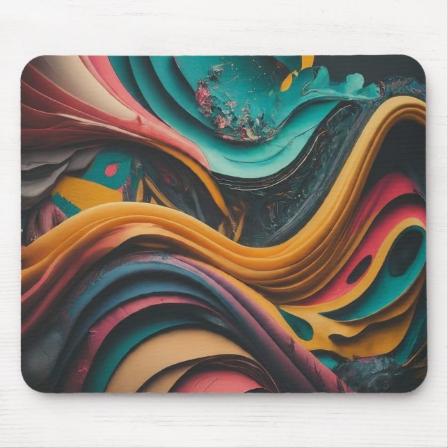 Mousepad Padrão de onda colorida (Frente)