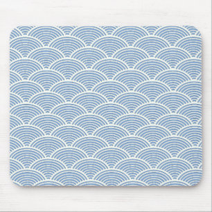 Mousepad Padrão de onda japonês em azul e branco