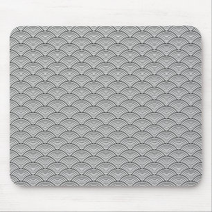 Mousepad Padrão De Onda Japonesa Branca E Preta Seigaiha