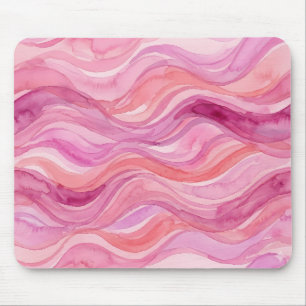 Mousepad Padrão de Ondas de Aquarela Rosa