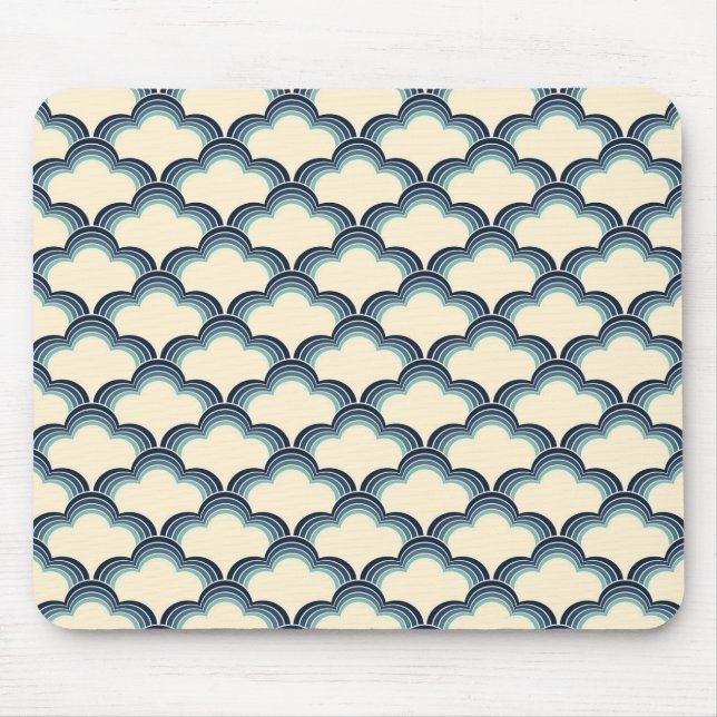 Mousepad Padrão de ondas de estilo reverso azul (Frente)