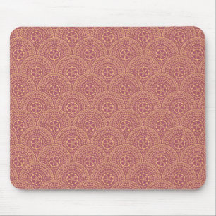 Mousepad Padrão de ondas mandala Douradas e roxas