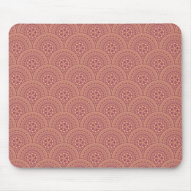 Mousepad Padrão de ondas mandala Douradas e roxas (Frente)