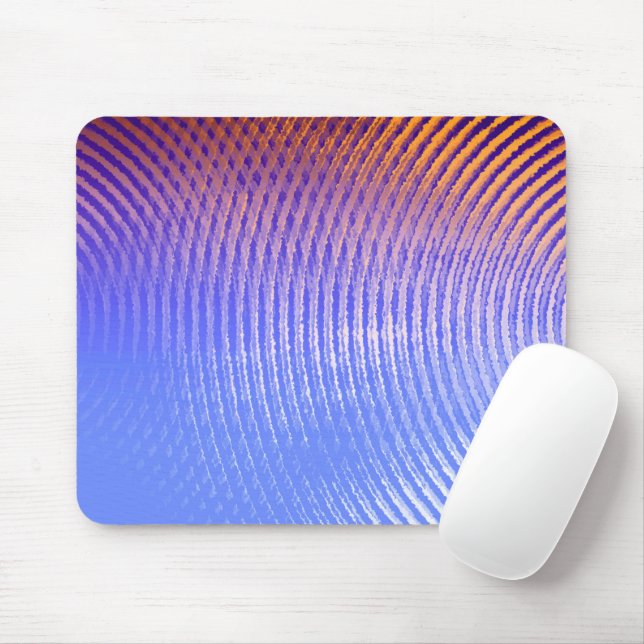 Mousepad padrão de ondas sonoras azuis e laranjas (Com mouse)