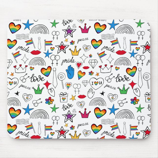 Mousepad Padrão de Orgulho gay Doodle (Frente)