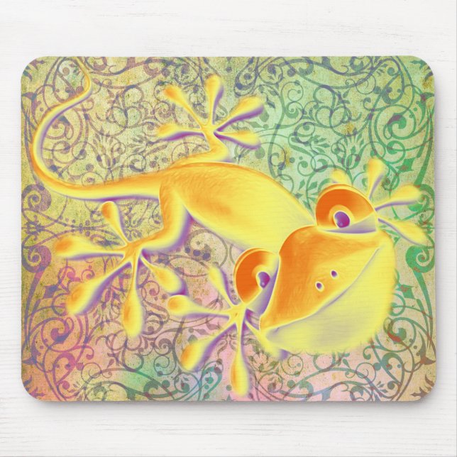Mousepad Padrão de Ornamento de ARTs Antigos + Gecko Sorrid (Frente)