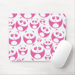 Mousepad Padrão de Panda Branca e Rosa Bebê Kawaii