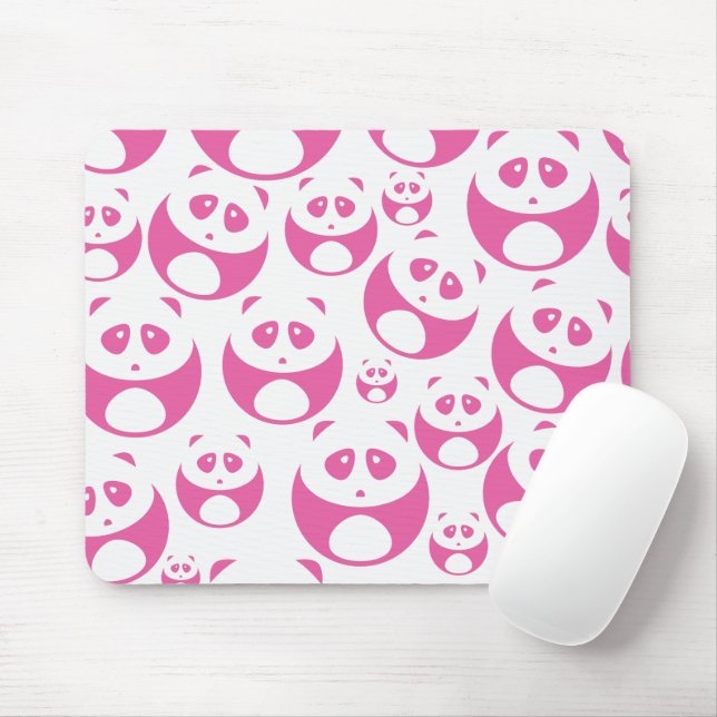 Mousepad Padrão de Panda Branca e Rosa Bebê Kawaii (Com mouse)