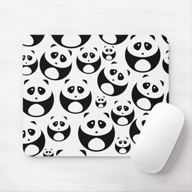 Mousepad Padrão de Panda Branco e Preto de Kawaii (Com mouse)