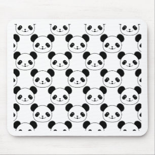 Mousepad Padrão De Panda Kawaii Em Preto E Branco