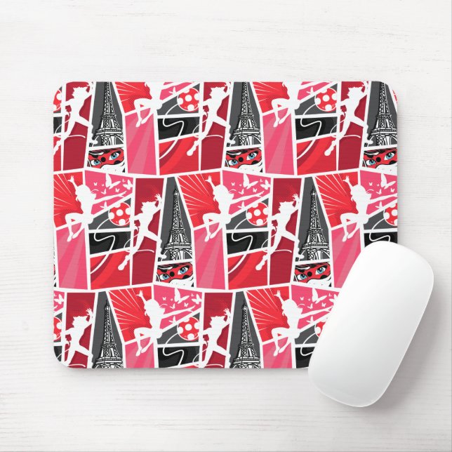 Mousepad Padrão de Paris de Ladybug em quadrinhos milaculos (Com mouse)