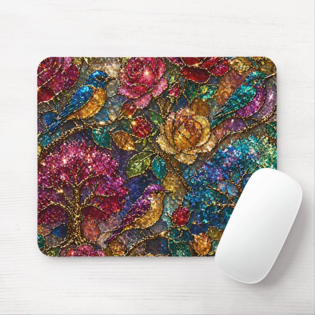 Mousepad Padrão de Pássaros Florais da Galáxia (Com mouse)
