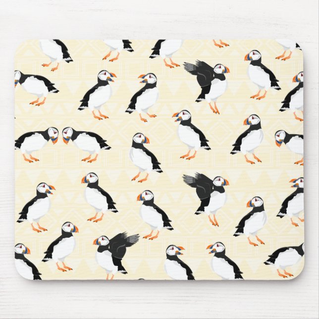 Mousepad Padrão de Pássaros Puffin (Frente)