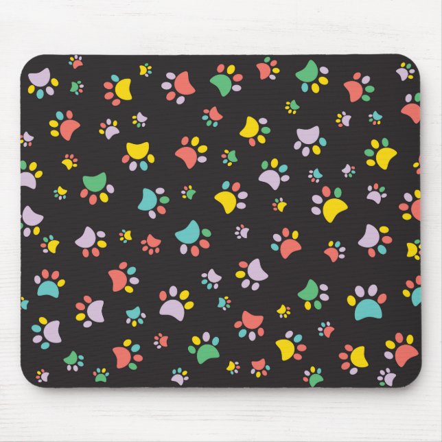 Mousepad Padrão de patas coloridas para cães (Frente)