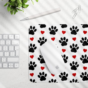 Mousepad Padrão De Patas, Patas Cachorros, Patas Negras, Co