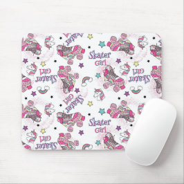 Mousepad Padrão de Patins de Unicórnio Menina Skater Fofa