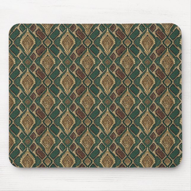 Mousepad Padrão de Pele de Cobra Verde e Dourado - Estampa  (Frente)