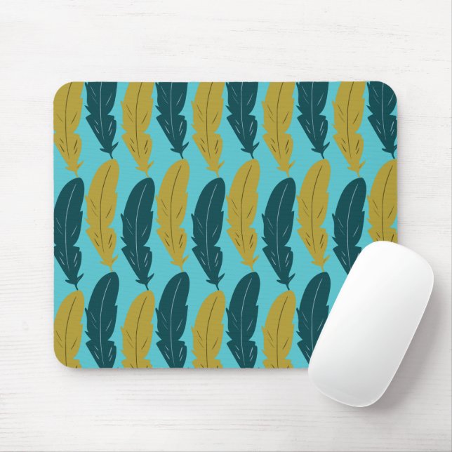 Mousepad Padrão de pena azul (Com mouse)