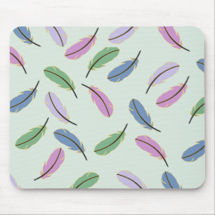 Mousepad Padrão de Penas Azuis de Pastel Na moda moderno