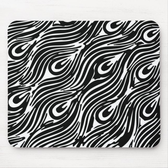 Mousepad Padrão De Penas Pretas E Brancas (Frente)