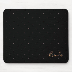 Mousepad Padrão de pequenos pontos preto e rosa-ouro