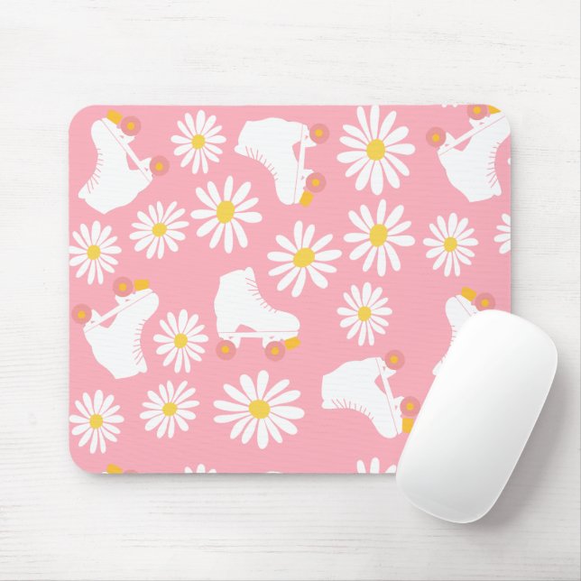 Mousepad Padrão de Pista de Rastreamento de Skates Florais  (Com mouse)