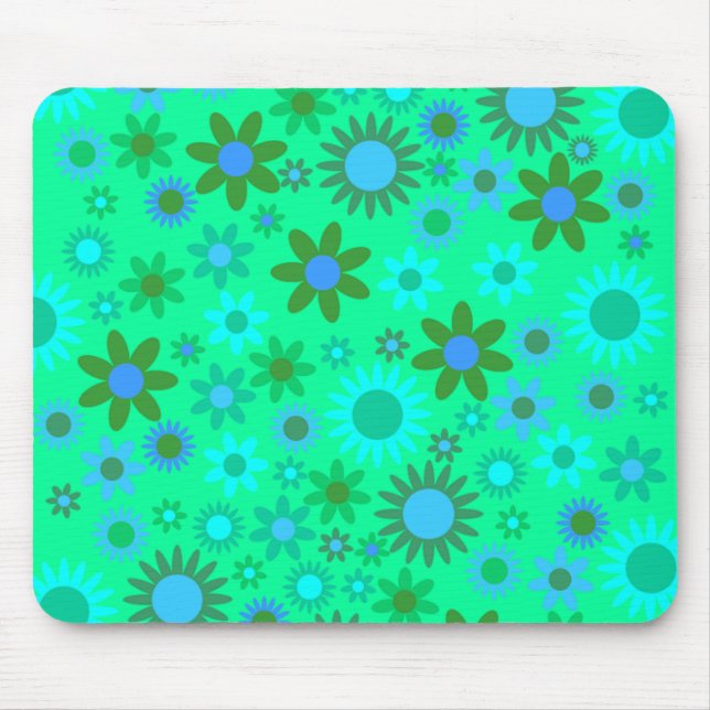 Mousepad Padrão de Poder Floral Verde Brilhante (Frente)