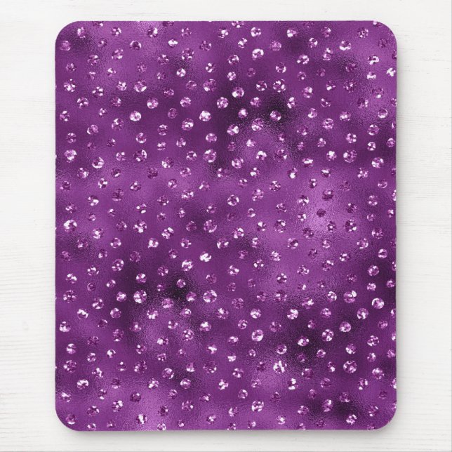 Mousepad Padrão de Pontos Polka Brilho Glam Gradiente Roxo (Frente)