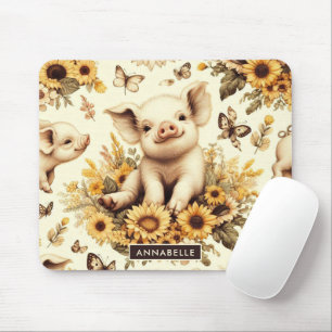 Mousepad Padrão De Porco De Girassol De Fogueira Cura