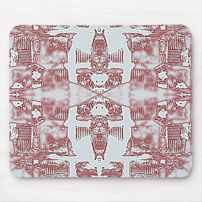 Mousepad Padrão De Praças Vermelhas E Prateadas (Frente)