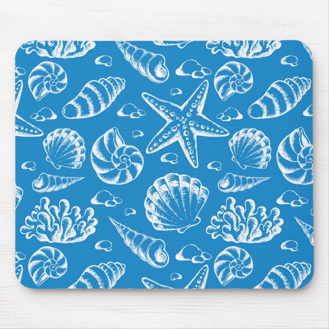 Mousepad Padrão de praia azul (Frente)