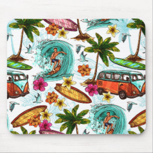 Mousepad Padrão de praia de surf legal