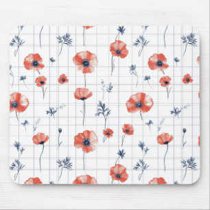 Mousepad Padrão de Presilhas Vermelhas com Aquarela em Bran