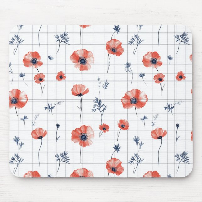 Mousepad Padrão de Presilhas Vermelhas com Aquarela em Bran (Frente)