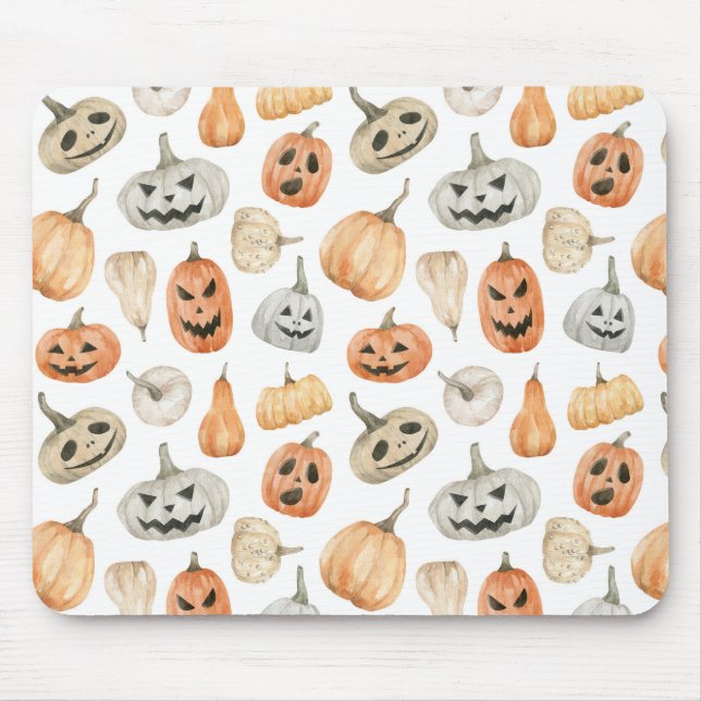 Mousepad Padrão de Pumpkin de Aquarela Divertida (Frente)