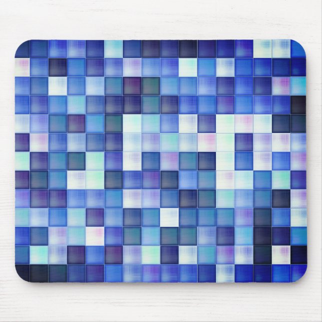 Mousepad Padrão de Quadrado Azul de Pixels de Jogo de Vídeo (Frente)