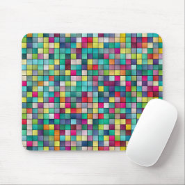 Mousepad Padrão de quadrados geométricos coloridos