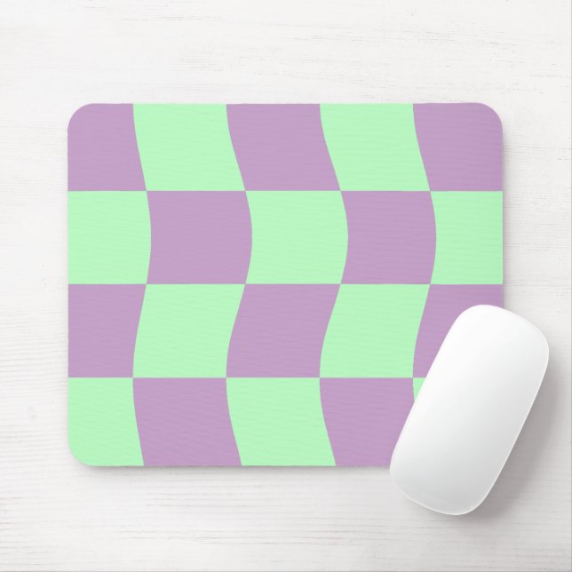 Mousepad Padrão de Quadro de Verificação Verde Púrpura e Pa (Com mouse)