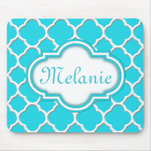 Mousepad Padrão de Quatrefoil Azul Brilhante