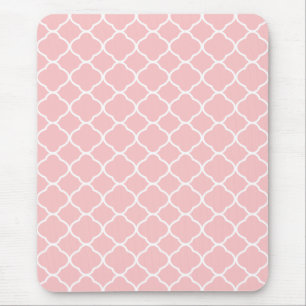 Mousepad Padrão de Quatrefoil Branco e Cor-de-rosa