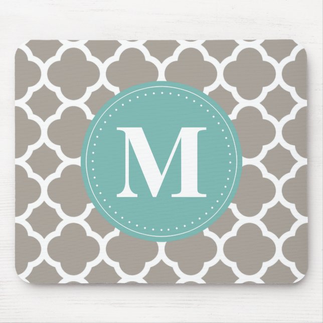 Mousepad Padrão de Quatrefoil de Monograma Cor-de-Rosa de C (Frente)