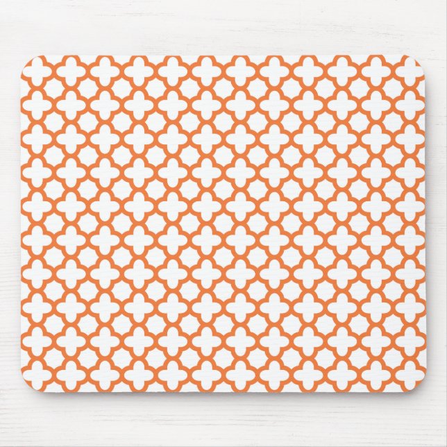 Mousepad Padrão de Quatrefoil Laranja (Frente)