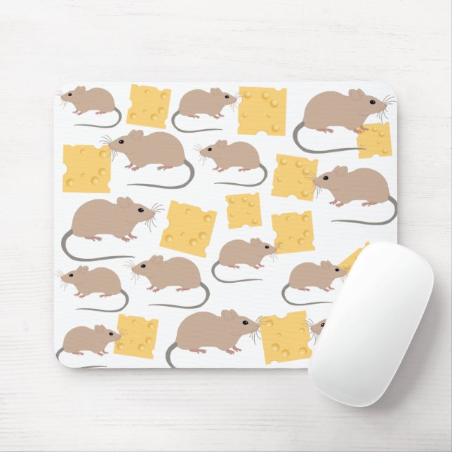 Mousepad Padrão De Queijo Comendo Rodante De Rato Fofo (Com mouse)