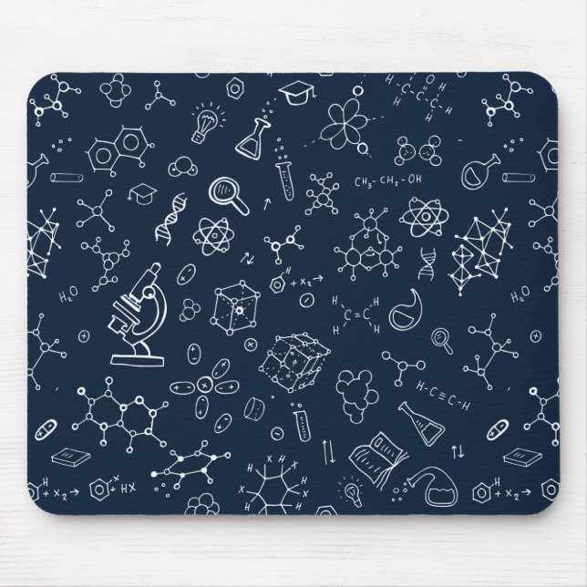 Mousepad Padrão de rabiscos de Ciência / Química (Frente)