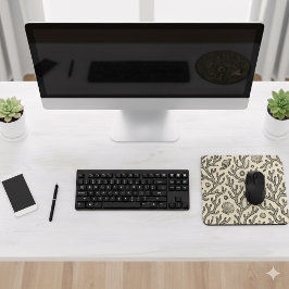 Mousepad padrão de recife de coral desenhado à mão em bege 