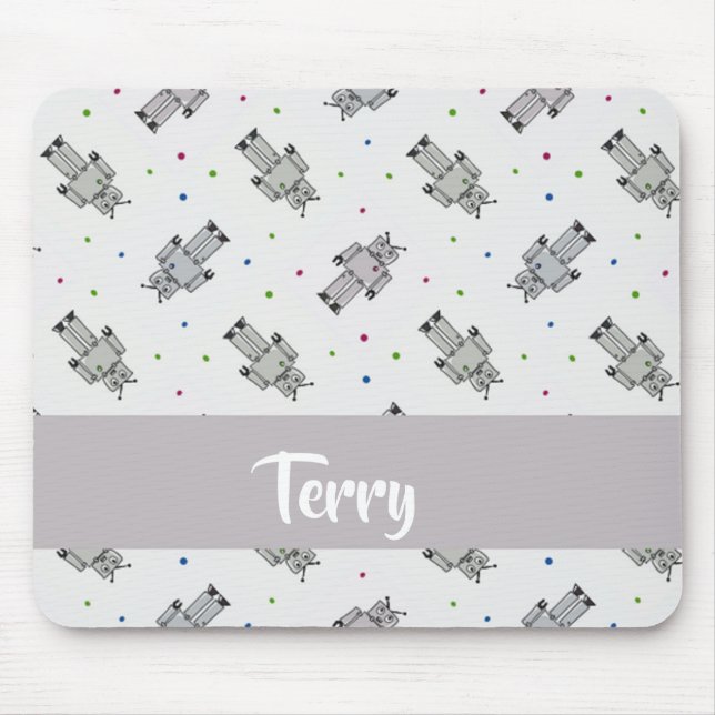 Mousepad padrão de robôs cinzas (Frente)