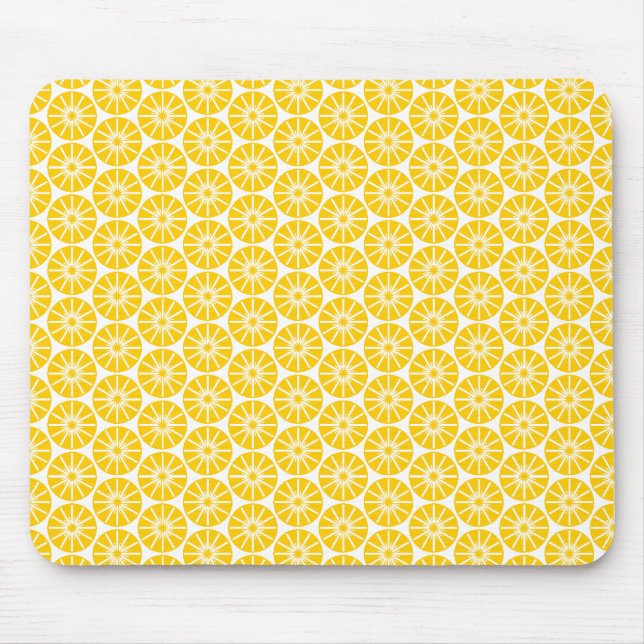 Mousepad Padrão de roda de estrela - âmbar em branco (Frente)